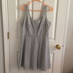 LOFT Light Gray Eyelet Dress